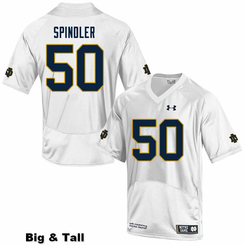 Men's NCAA Notre Dame Fighting Irish #50 Rocco Spindler Stitched College Under Armour Authentic White Big & Tall Football Jersey NZ10H64FA